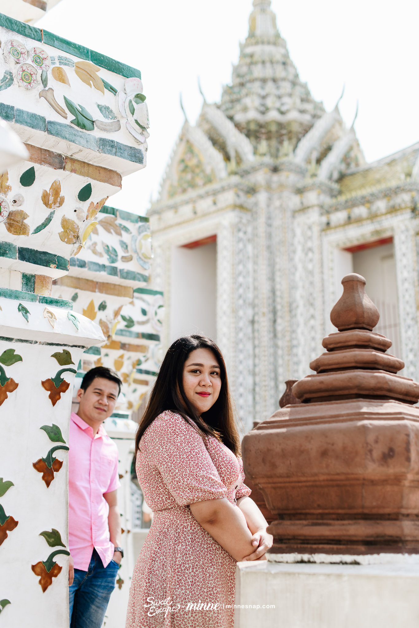 Honeymoon in Bangkok Thailand at Wat Arun and Floral Cafe at Napasorn